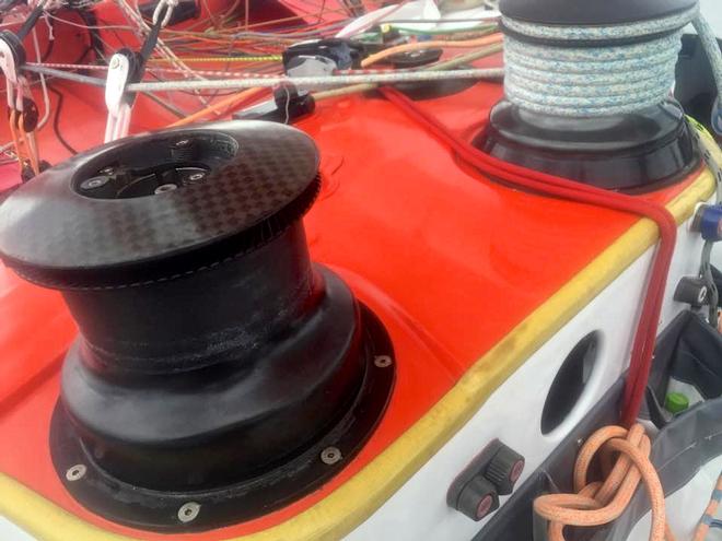 The disabled winch aboard TeamVodafoneSailing - 2015 PIC Coastal Classic © Stu Mackinvern